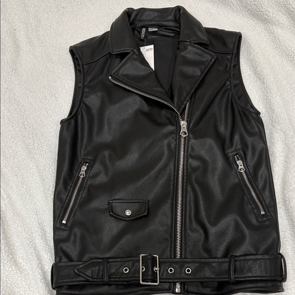 Wilfred Black Faux Leather Moto Vest
